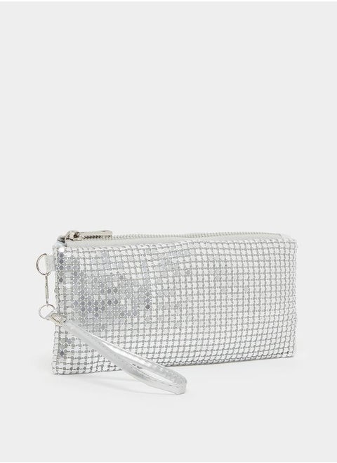 Embellished Clutch with Zip Closure