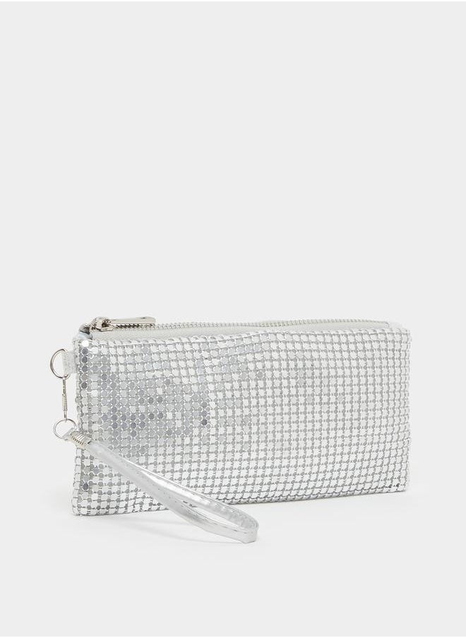 Styli Embellished Clutch with Zip Closure  - Image 1