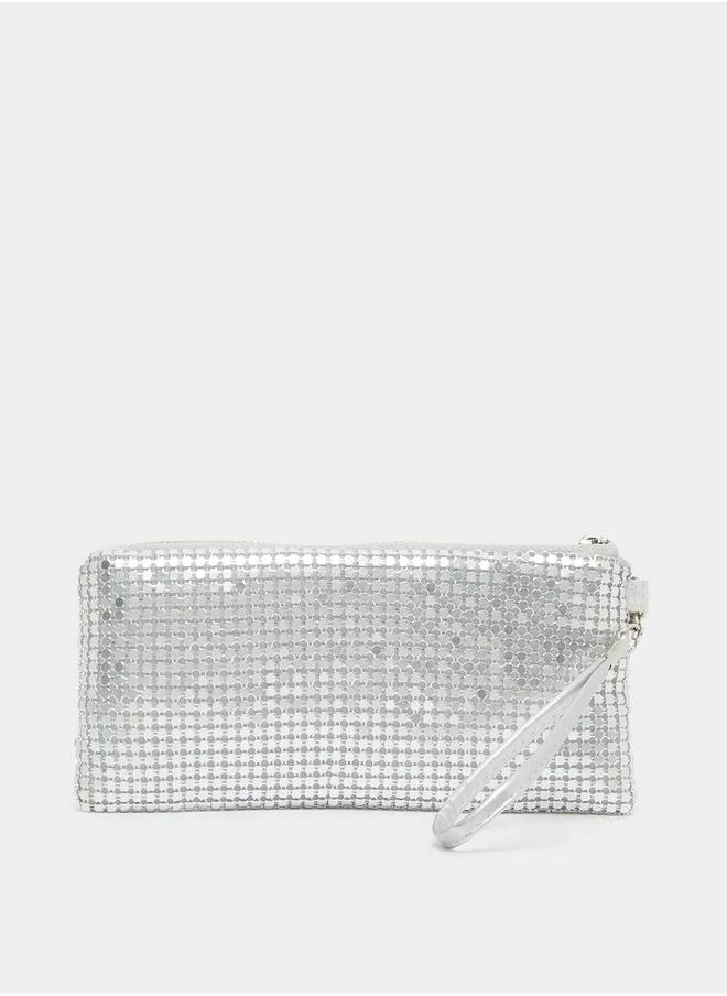 ستايلي Embellished Clutch with Zip Closure