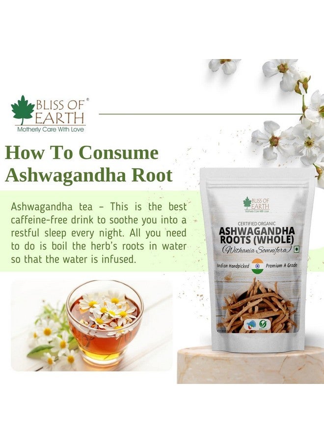 BLISS OF EARTH نعيم الأرض 200 جرام جذور أشواغاندا العضوية المعتمدة كاملة مع ويناثا سومنيفيرا درجة ممتازة تساعد في تعزيز المناعة وتخفيف التوتر - Image 3