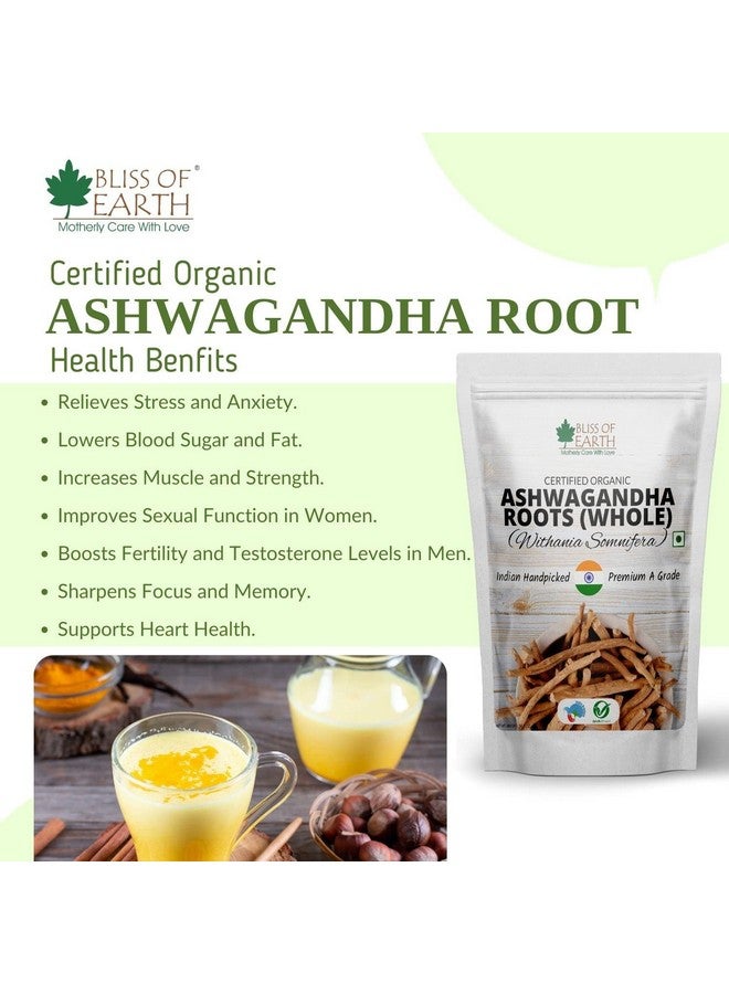 BLISS OF EARTH نعيم الأرض 200 جرام جذور أشواغاندا العضوية المعتمدة كاملة مع ويناثا سومنيفيرا درجة ممتازة تساعد في تعزيز المناعة وتخفيف التوتر - Image 4