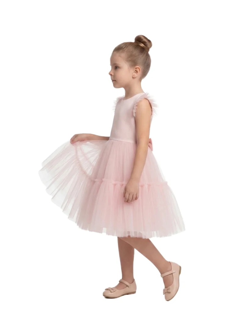 Bidani Blush Pink Puffy Tulle Party Gown