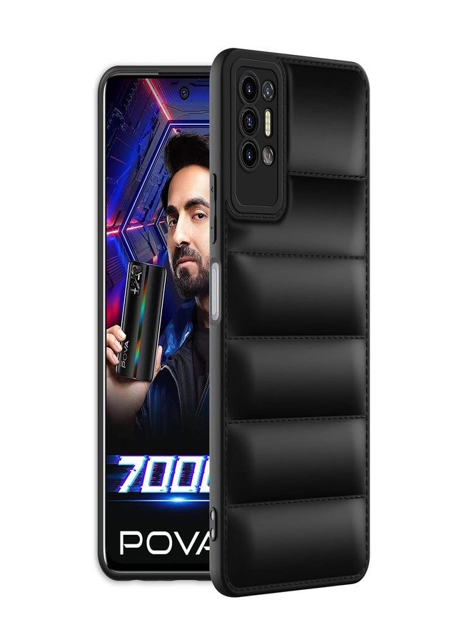 Plus Puffer Case Camera Protection Soft Back Cover for Tecno Pova 2 - Black - Image 2