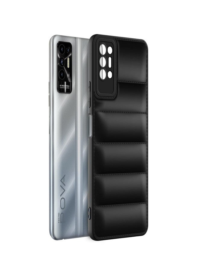 Plus Puffer Case Camera Protection Soft Back Cover for Tecno Pova 2 - Black - Image 3