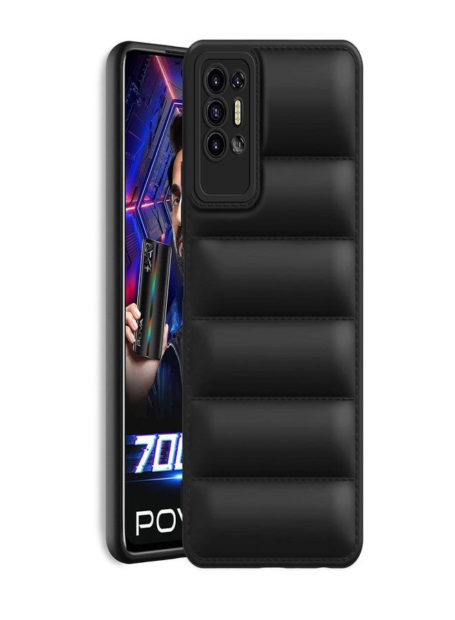 Plus Puffer Case Camera Protection Soft Back Cover for Tecno Pova 2 - Black - Image 1
