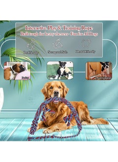 MAJIBAO Large dog rope toy with Durable, 100% cotton dog toy for all breeds, Safe resistant interactive toy, 125 cm Aggressive chewer, Cleaning teeth and Protects oral health, Toy for Tug of War (Multi-color)  - Image 4