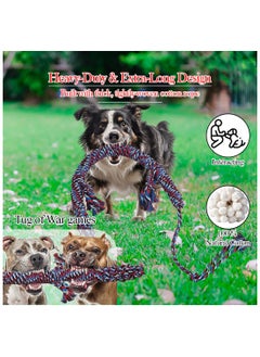 MAJIBAO Large dog rope toy with Durable, 100% cotton dog toy for all breeds, Safe resistant interactive toy, 125 cm Aggressive chewer, Cleaning teeth and Protects oral health, Toy for Tug of War (Multi-color)  - Image 5
