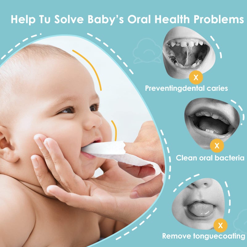 dearlomum Toddler Baby Dry Wipes, Newborn Tongue Cleaner, 60PCS Disposable Infant Wipes Clean Mouth,Gauze Gum Cleaner Toothbrush Baby Oral Cleaning Stick Dental Care for 0-36 Month - Image 4