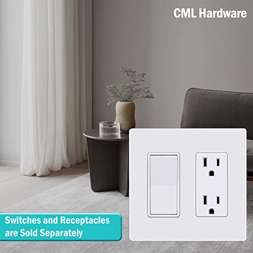 CML Hardware CML 2-Gang Decorator Screwless Wall Plates, 12 Pack Child Safe Switch Plate Covers, Double Receptacle Outlet Cover, Standard Size 4.68”X 4.72”, Impact Resistant, Glossy White - Image 5