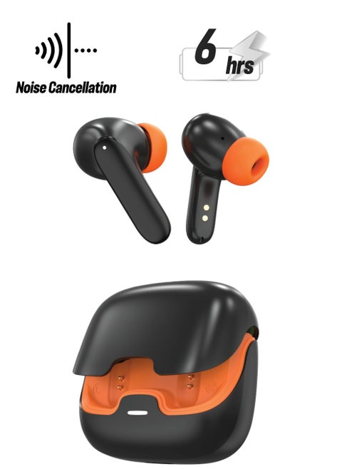 Florence TWS True Wireless Earbuds with ENC, Low Latency and Touch Control / Gaming Mode / Voice Assistant / Quad-Mic / Type-C Charging / Seamless Sound and Zero Lag / Up to 6 Hours Working Time - Black