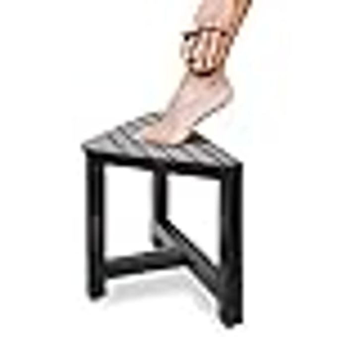 SHOWER FOOT REST 12 IN SHOWER SEAT FOR INSIDE SHOWER SHOWER BENCH SHOWER STOOL FOR SHAVING LEGS CORNER STOOL SUITABLE FOR SMALL SHOWER SPACES RUSTIC BLACK