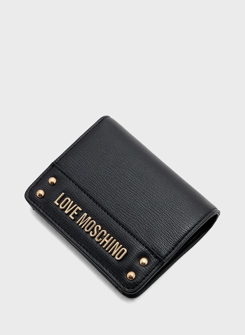 لوف موسكينو Logo Detailed Flap Over Wallet