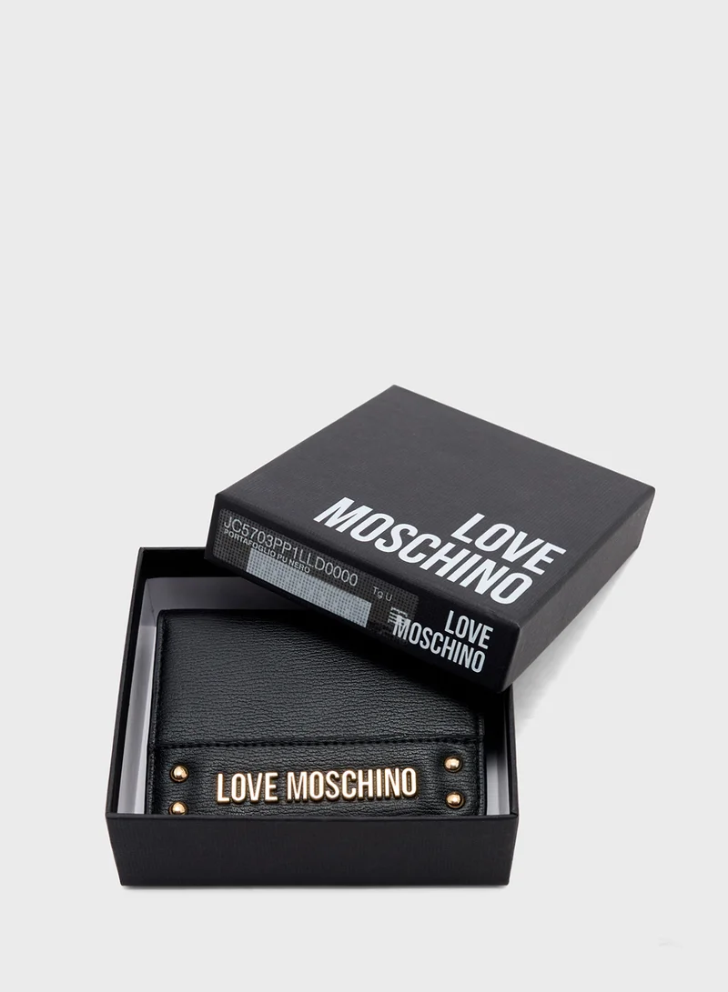 لوف موسكينو Logo Detailed Flap Over Wallet