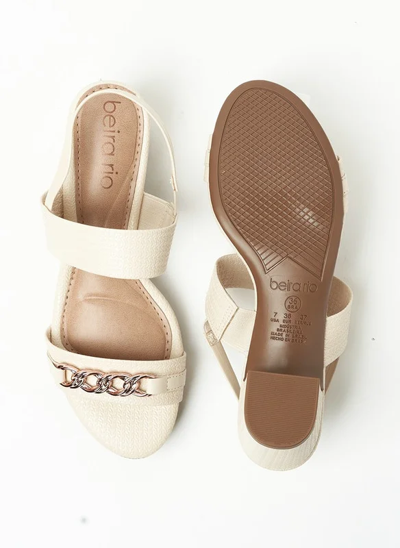 بيرا ريو Beira Rio Ladies Sandals With Back Strap Cream | Made In Brazil