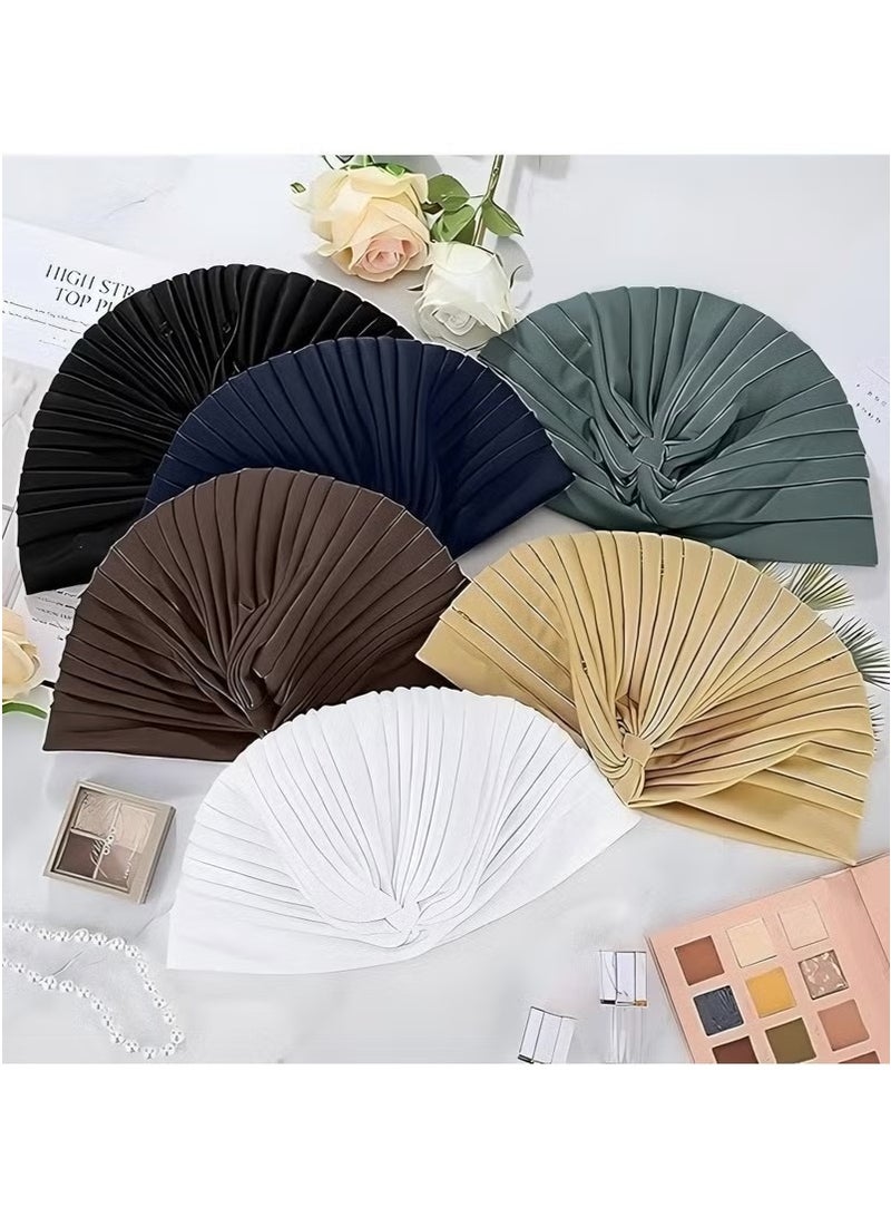 JOGAMS 6Pcs Set of Hijab Women Hats Headband Islamic Hijab Hat Turban Muslim Inner Hijab Scarf Bottom Cap Soft Knit Cap Tube Cap  - Image 5