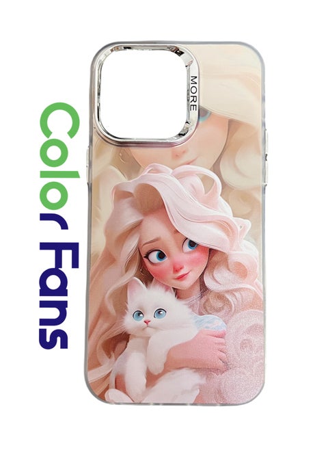 Case for iPhone 12 Electroplated Fluorescent Laser Phone shell with Cartoon Girl Pattern for iPhone 12 Pro
