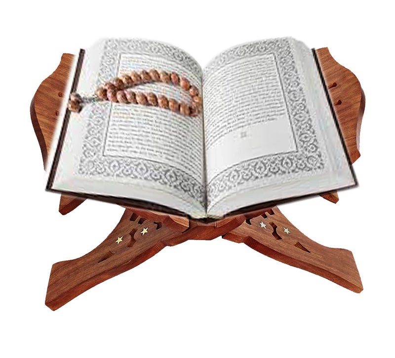 Woodiva Sheesham Wooden Hand Carved Holy Book Stand for Quran, Bible, Bhagwat, Gita, Ramayana & Guru Granth Sahib for Reading Rehal Stand (SR07, 13 inches) - Image 2