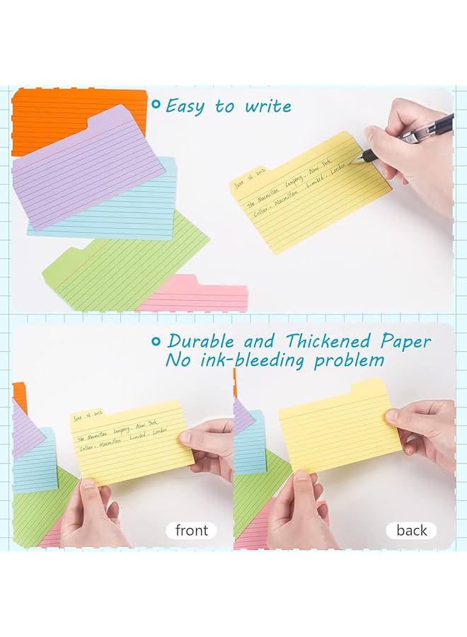 X spring Tabbed Index Cards 300Pcs Colourful Flash Cards With Colorful 16 Binder Rings 3X5 Inch 6 Color Ruled Index Cards With Index Card Box Note Cards For School Learning Office And Home - Image 3