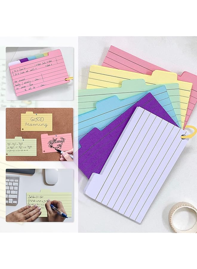 X spring Tabbed Index Cards 300Pcs Colourful Flash Cards With Colorful 16 Binder Rings 3X5 Inch 6 Color Ruled Index Cards With Index Card Box Note Cards For School Learning Office And Home - Image 5
