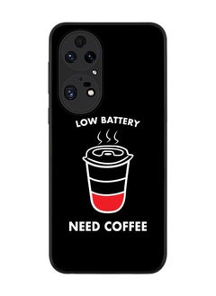 Stylizedd Rugged Black edge case for Huawei P50 Pro Slim fit Soft Case Flexible Rubber Edges Anti Drop TPU Gel Thin Cover - Low battery need coffee  - Image 1