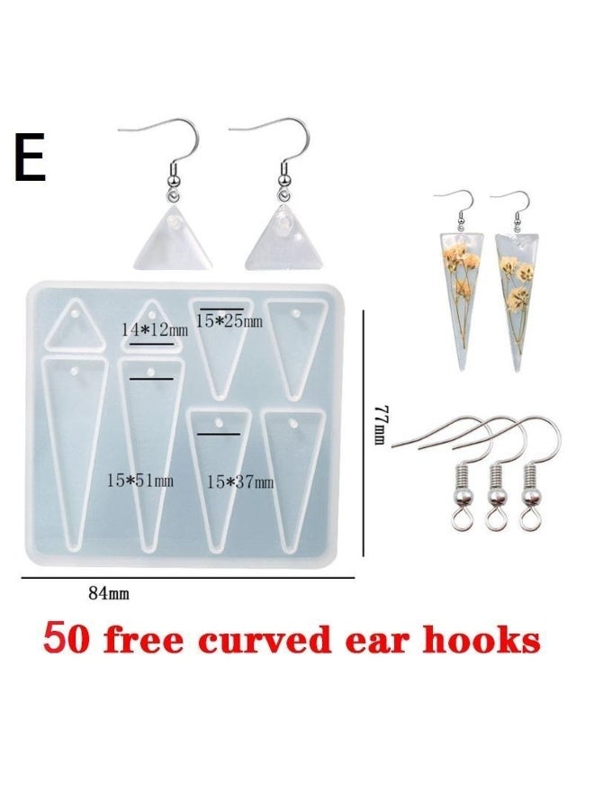 DIY Pendant Mold 50PCS Ear Hooks Silicone Molds Earrings Necklace Crystal Epoxy Resin Jewelry Making - Image 4