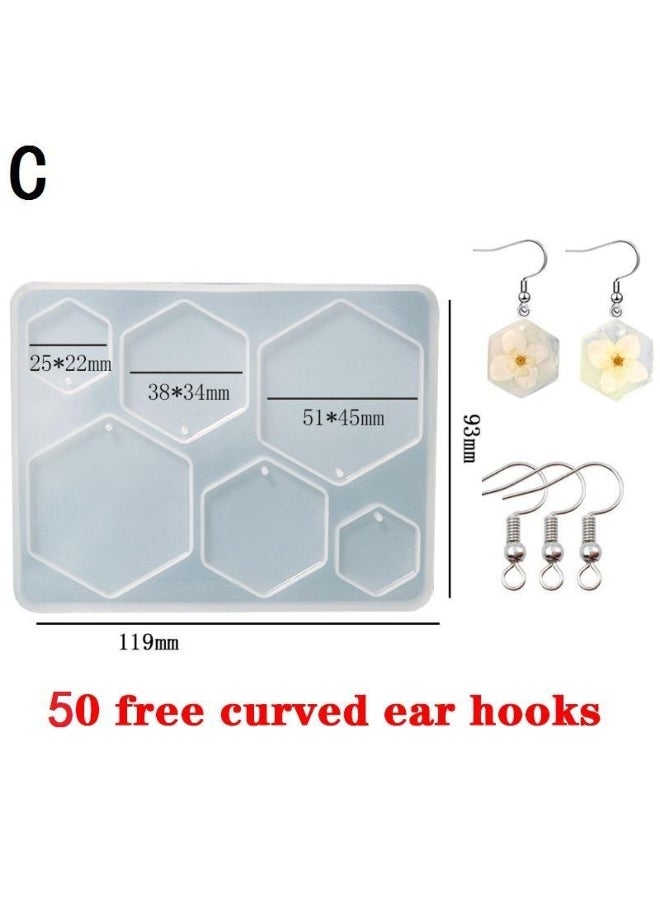 DIY Pendant Mold 50PCS Ear Hooks Silicone Molds Earrings Necklace Crystal Epoxy Resin Jewelry Making - Image 2