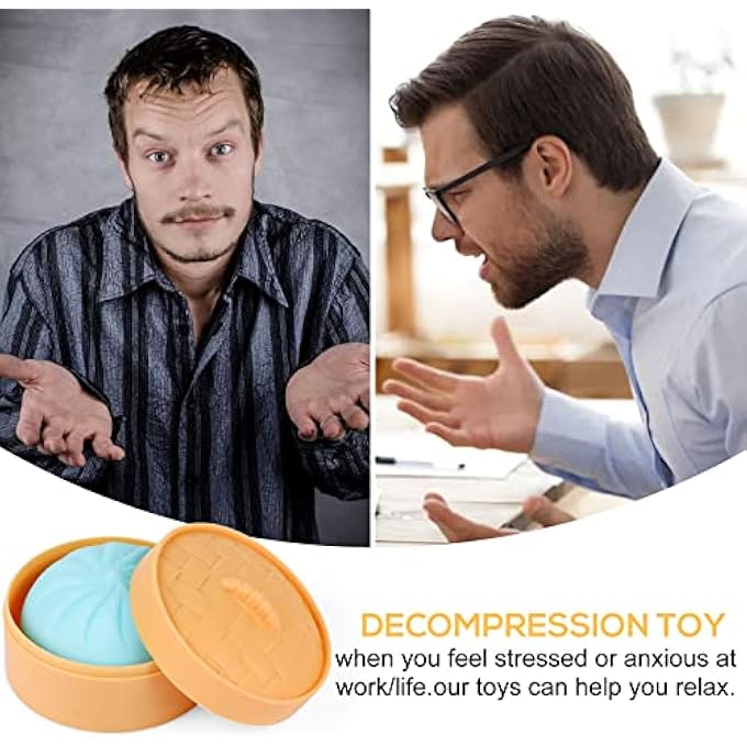 MEIEST Colorful Dumplings, Stress Balls, Sensory Toy, Dumplings, Stress Relief, Hand Toys, Anti-Anxiety Bun with Food Steamer, Stretchy Desk Toy, 4 Pieces - Image 5