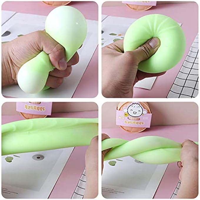 MEIEST Colorful Dumplings, Stress Balls, Sensory Toy, Dumplings, Stress Relief, Hand Toys, Anti-Anxiety Bun with Food Steamer, Stretchy Desk Toy, 4 Pieces - Image 4