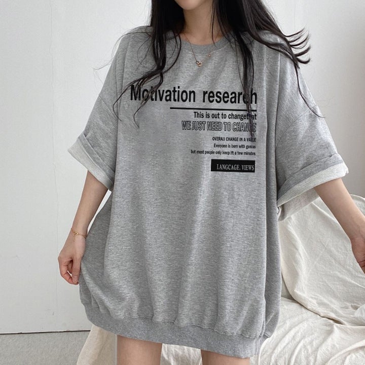Factory Chubby Girl Plus Size Cotton Short-Sleeved T-Shirt Women'S Korean Loose Oversize Slimming Half-Sleeved Top - Image 3
