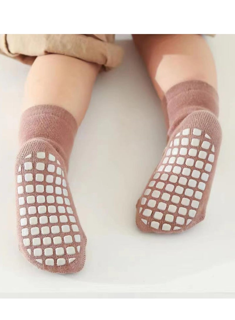 Oasisgalore 5 Pairs S Size Toddler Non-Slip Socks Kids Baby Socks with Grips Crew Socks,Anti Skid Crew Cotton Socks  - Image 2