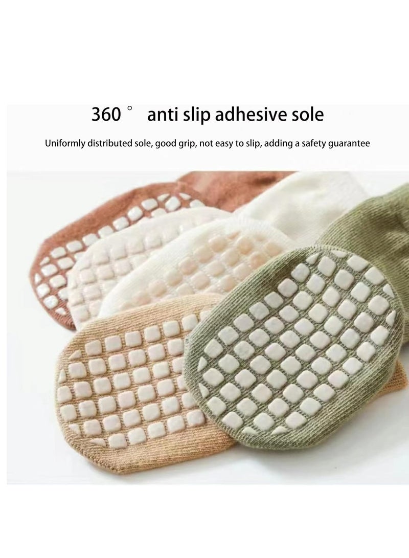 Oasisgalore 5 Pairs S Size Toddler Non-Slip Socks Kids Baby Socks with Grips Crew Socks,Anti Skid Crew Cotton Socks  - Image 4