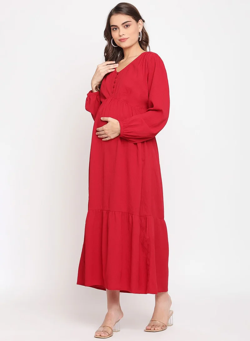 THE VANCA Tiered Button Detail Dress