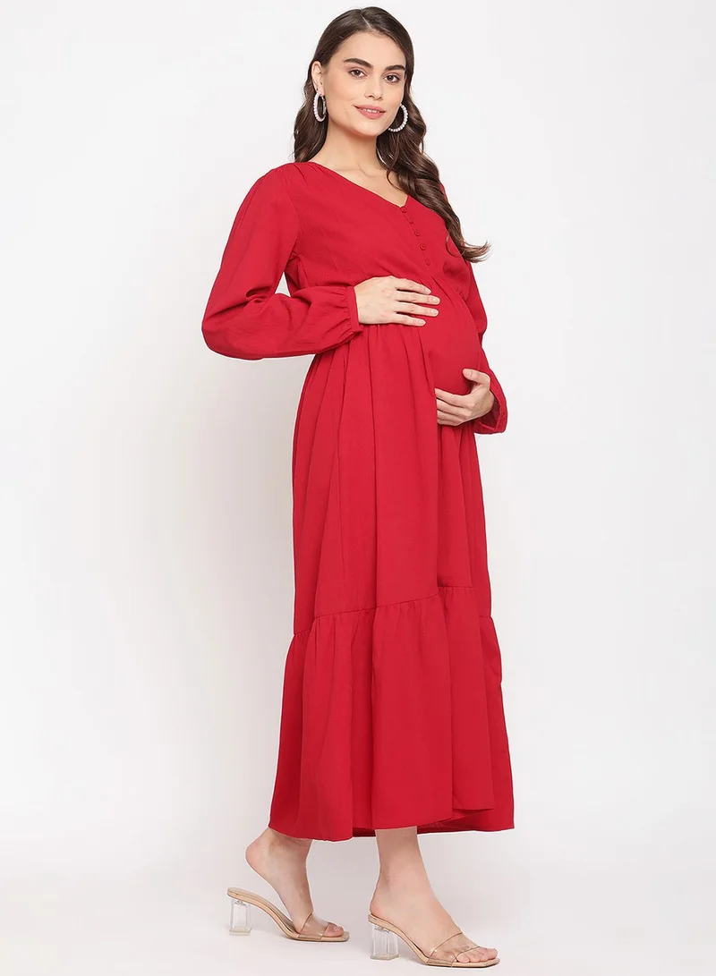 THE VANCA Tiered Button Detail Dress