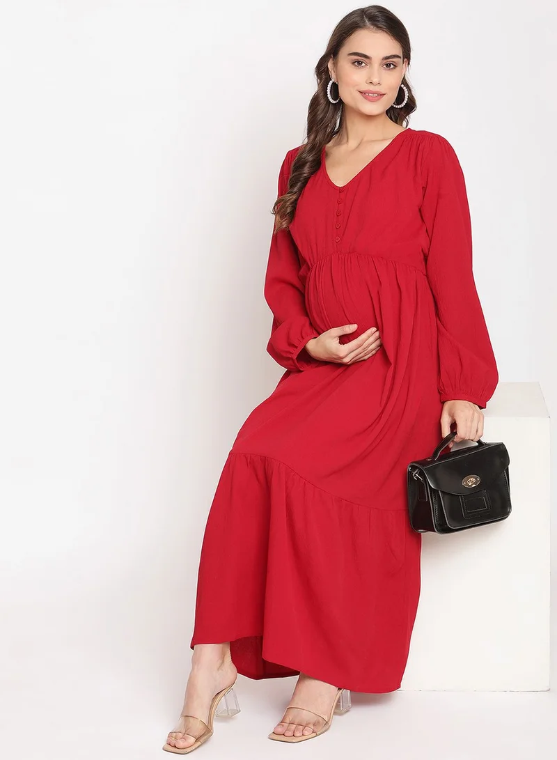 THE VANCA Tiered Button Detail Dress