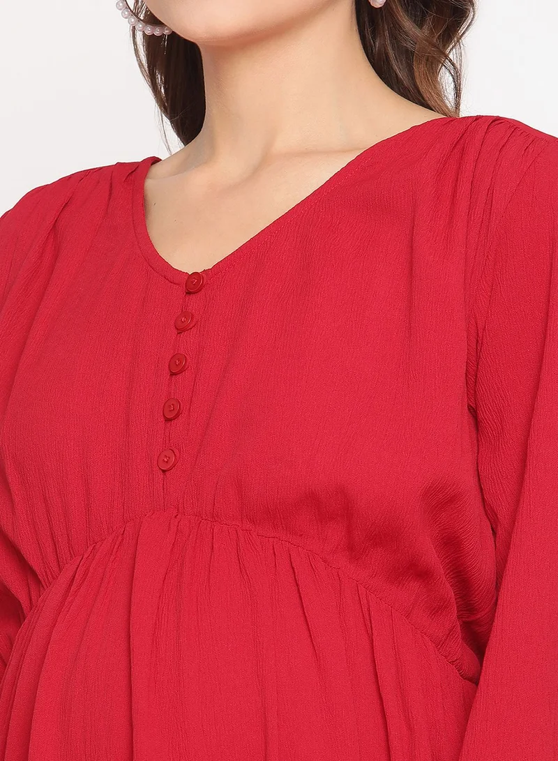 THE VANCA Tiered Button Detail Dress