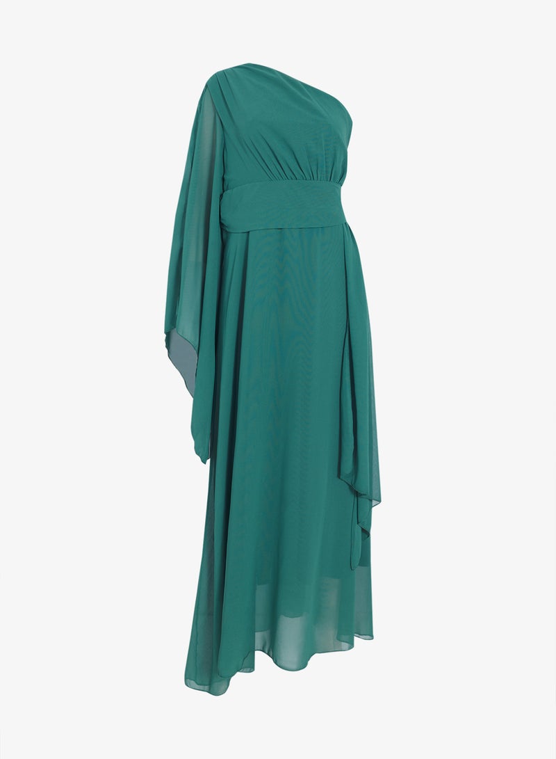 Ella Plus One Shoulder Dress With Trail Sleeves - Image 1