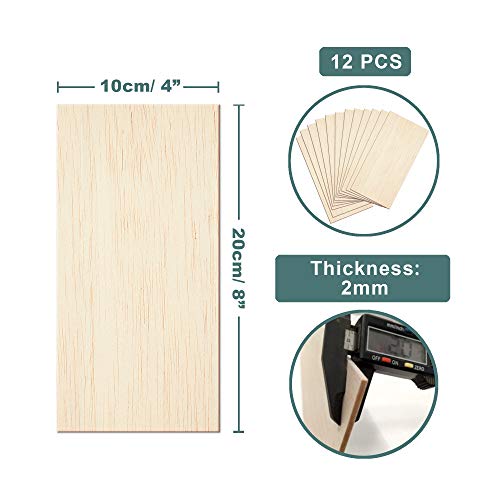 Craftiff 12 Sheets 8x4 Inch Unfinished Balsa Wood Sheets Thick for Crafts Hobby- 2mm Thick by Craftiff - Image 2
