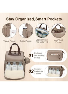 ROSEGIN Diaper Bag Backpack with Changing Pad & Pacifier Case - One-Handed Convenience, Unisex Baby Bag for Girls & Boys, Perfect Baby Shower for Mom & Dad, Khaki - pzsku/Z8C21719BB9408813CB14Z/45/_/1737031192/284ca5f0-668d-4cc6-8e10-dea02dcb0bde