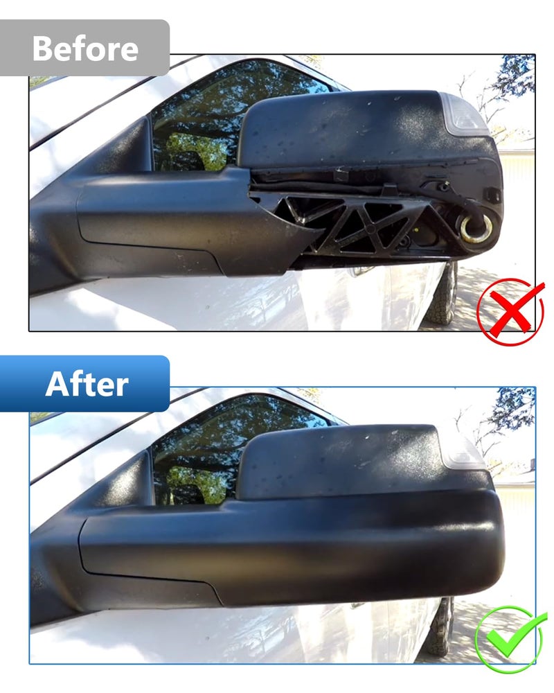 TOP-MAX RAM Trailer Tow Mirror Cover Front Arm Driver Left Side Mirror Cap Replacement for Dodge RAM 2014-2019 1500 2500 3500, Replace 68263393AA - Image 3