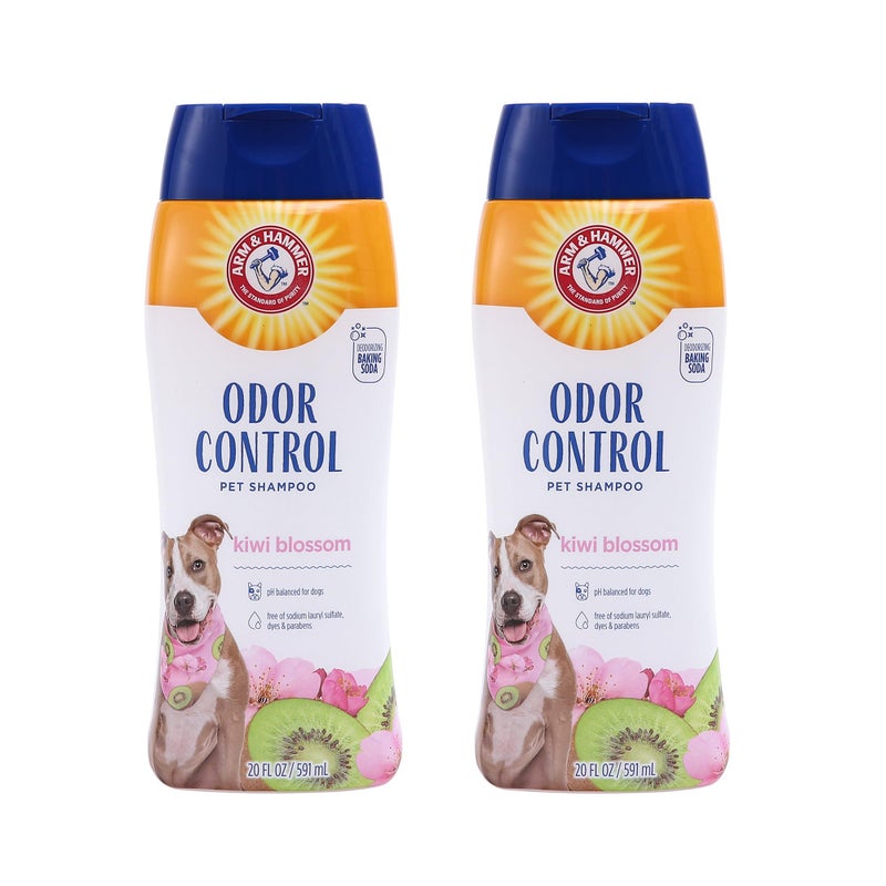 Arm Hammer for Pets Super Deodorizing Shampoo for Dogs Best Odor Eliminating Dog Shampoo Great for All Dogs Puppies Fresh Kiwi Blossom Scent 20 oz 2Pack