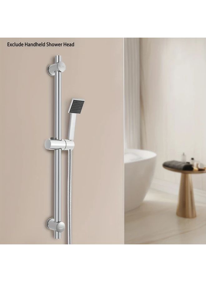 Silvery Stainless Steel Adjustable Wall Mounted Shower Rail Lift Rod - Image 1