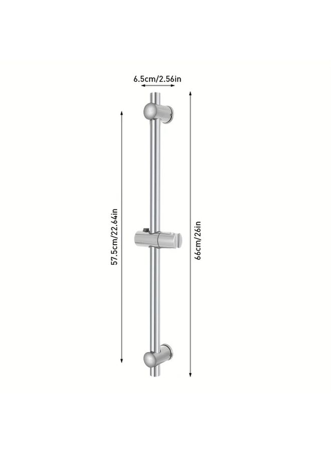 Silvery Stainless Steel Adjustable Wall Mounted Shower Rail Lift Rod - Image 3