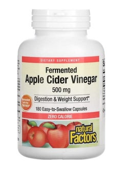 natural Factors Fermented Apple Cider Vinegar, 500 mg, 180 Easy to Swallow Capsules  - Image 1