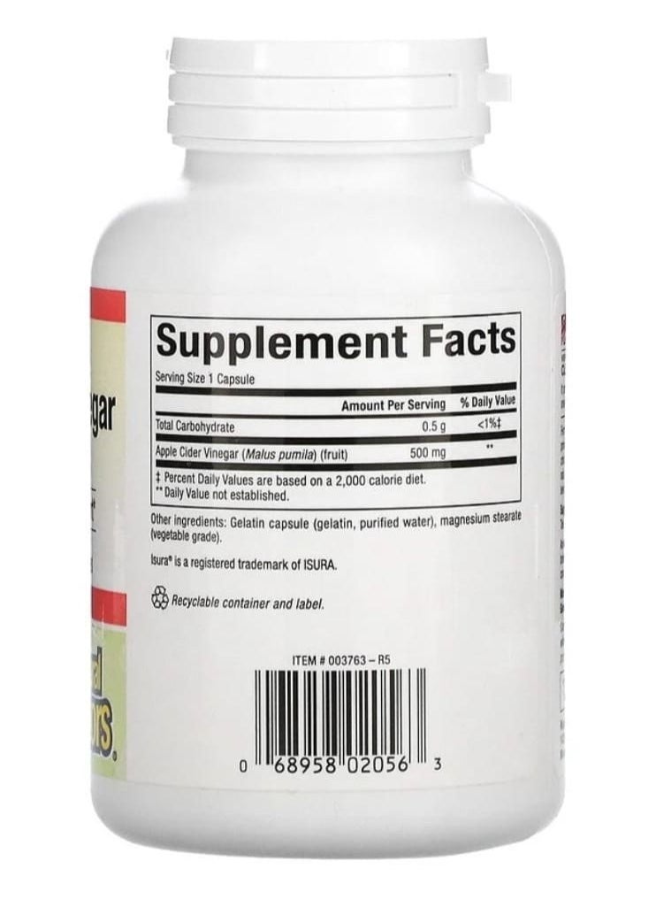 natural Factors Fermented Apple Cider Vinegar, 500 mg, 180 Easy to Swallow Capsules  - Image 2