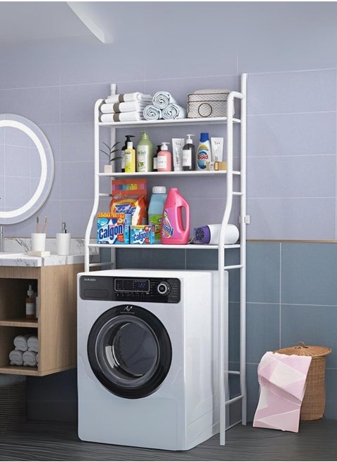 Washing machine organization and storage rack, 3 shelves, white