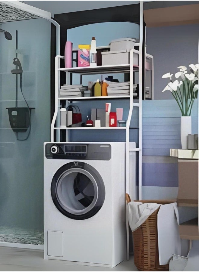 Washing machine organization and storage rack, 3 shelves, white