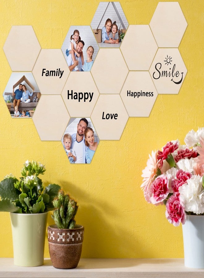 AWIZOM 100 Pcs Unfinished Hexagon Wood Pieces Blank Wooden Hexagon Shape Cutouts Natural Wooden Tile Slabs Cutouts Slices for DIY Crafts Coaster Holiday Wall Home Decoration Painting Staining,3.5 x 3.1 Inch - Image 4