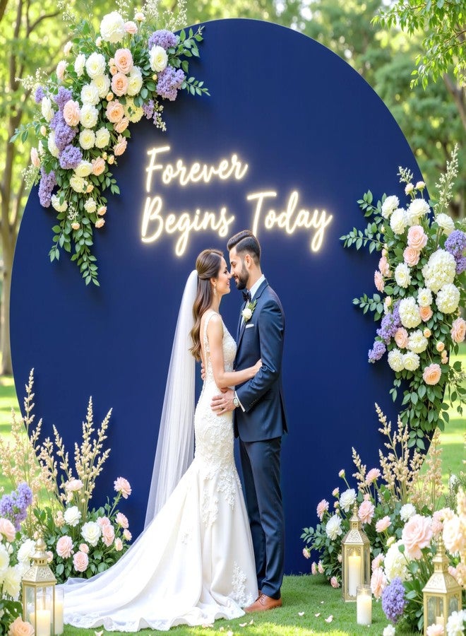 Suppromo 7.2 FT Navy Blue Round Backdrop Cover for Circle Balloon Arch Stand Stretchy Circle Arch Backdrop Covers for Wedding Arch Baby Shower Birthday Party Photo Shoot Photography Arch Background Decorations - Image 3