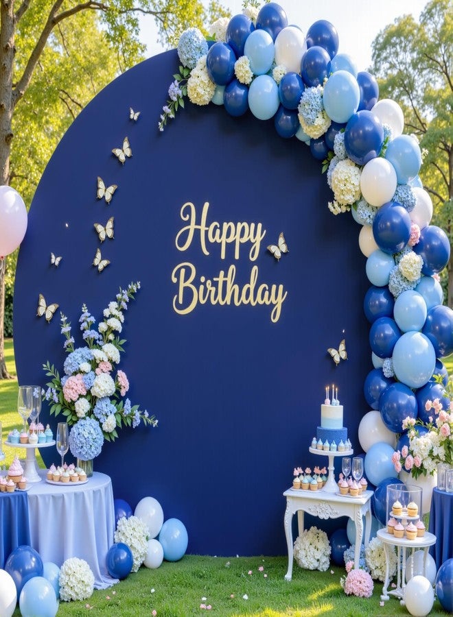 Suppromo 7.2 FT Navy Blue Round Backdrop Cover for Circle Balloon Arch Stand Stretchy Circle Arch Backdrop Covers for Wedding Arch Baby Shower Birthday Party Photo Shoot Photography Arch Background Decorations - Image 1
