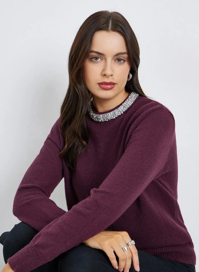 ستايلي سويتر منمق بقصة عادية